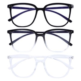 Risipu 3 Pack Blue Light Blocking Glasses, UV400 Protection, Transparent Frame, Anti Eyestrain for Men and Women, Lightweight and Comfortable for All Face Shapes