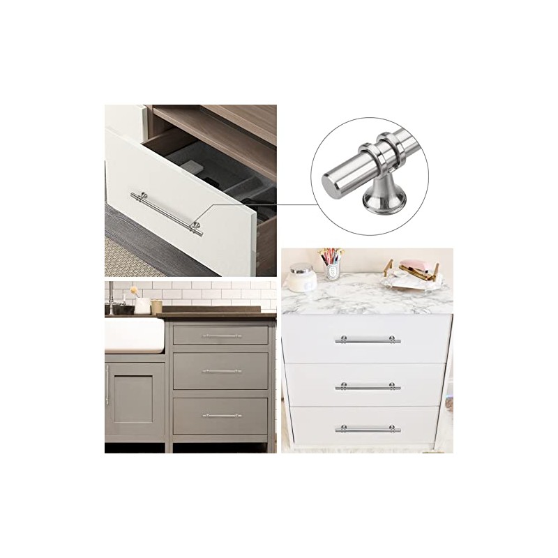 Rergy 10 Pack 6-1/4 Inch Brushed Nickel Cabinet Pulls Heavy-Duty