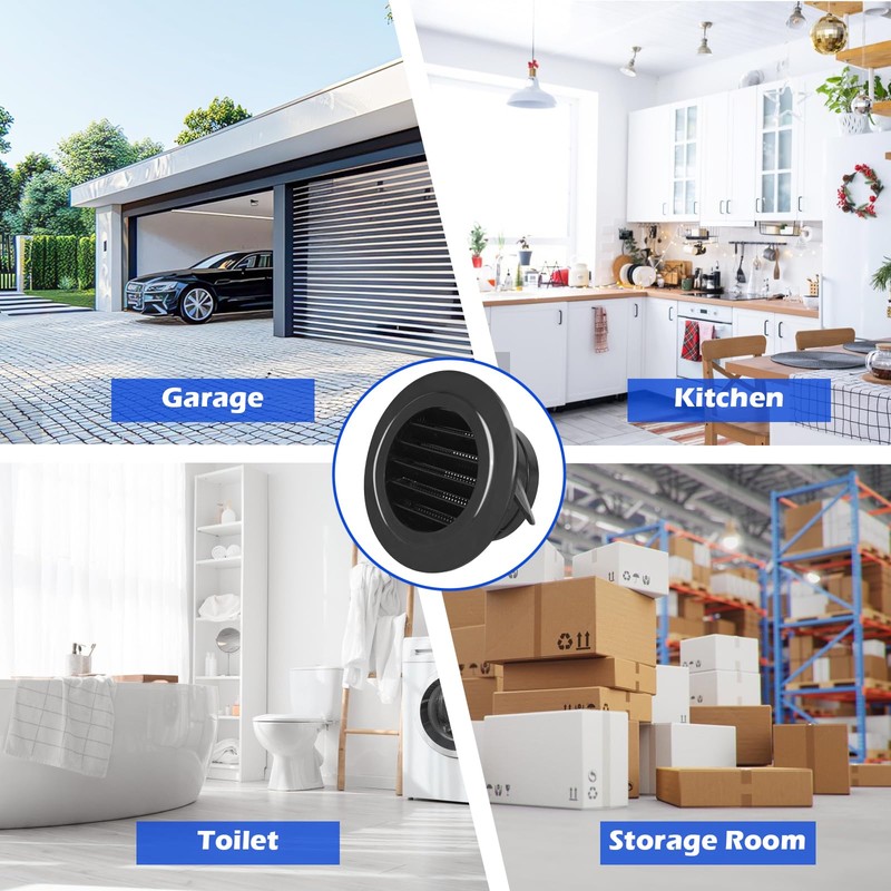 4 Inch Soffit Vent Cover, Black Round Soffit Exhaust Vent