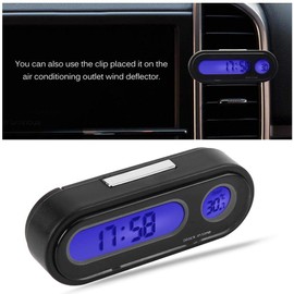 KIMISS Termómetro de reloj digital para automóvil, 2 en 1 Termómetro de reloj interior para automóvil Voltímetro LED Medidor digital multifuncional para automóvil