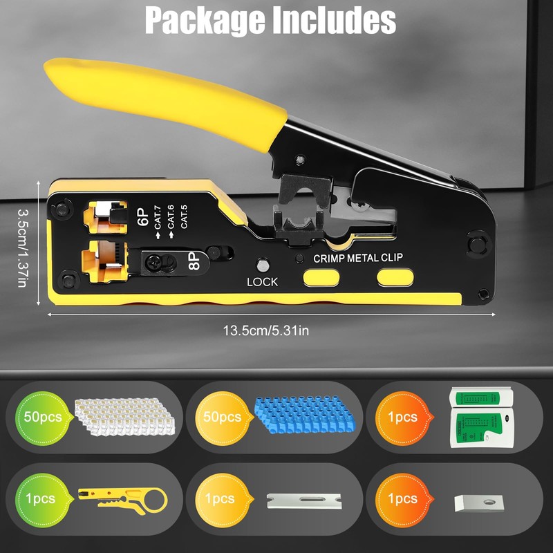 RJ45 Crimp Tool Pass Through Ethernet Crimping Tool for Cat5