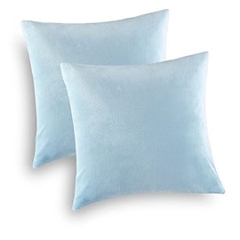MALIKA Set of 2 Cashmere Touch Fleece Cushion Covers, Sofa Cushion Cover, Couch Cushion Cover, Size: 80 x 80 cm, Design: Light Blue