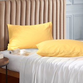 Evolive Ultra Soft Brushed Microfiber Standard Size 20"x30" Pillowcases Pair Set of 2 with Envelope Closure (20"x30" Standard, Yellow)