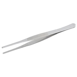 18cm Long Stainless Steel Straight Tweezers with Serrated Tips and Non-Slip Handle for Crafting Repairing
