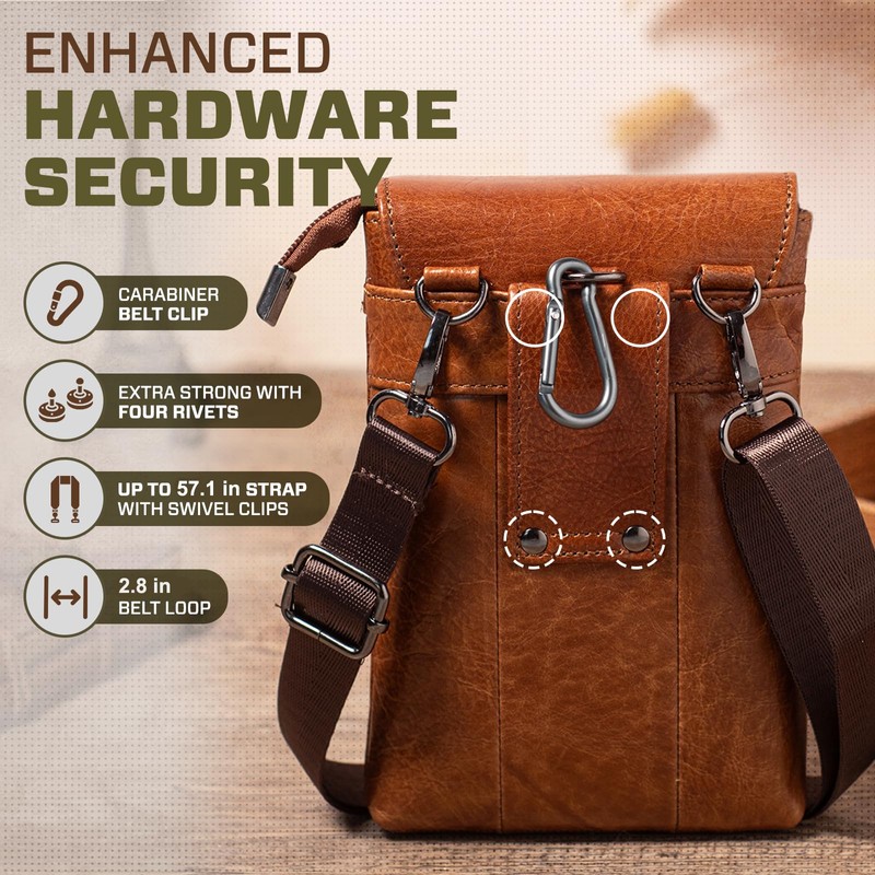 Hengwin Genuine Leather Small Crossbody Bag for Men Women, Cellphone