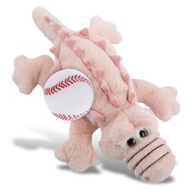 DolliBu Pink Alligator Stuffed Animal with Baseball Plush - Soft and Huggable Plush, Great Gifts for Kids Who Love Baseball, Cute Wild Animal Plush with Plush Baseball Toy for Kids, Adults - 14 Inch