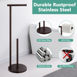 Free Standing Toilet Paper Holder Stand, Oil Rubbed Bronze Toilet Paper Holder with Storage for Jumbo Mega, Housen Solutions