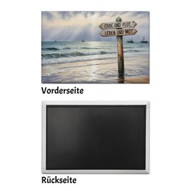 Ebbe und Flut Aquarell Nordseelandschaft Souvenir Souvenir Magnet für Kühlschrank - lustiges Küstengeschenk