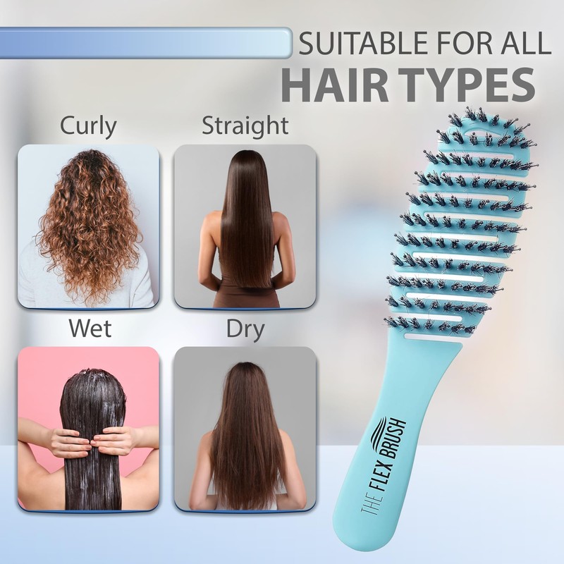 Flex Brush Vented Hair Brush for Blow Drying, Flexible Bristle