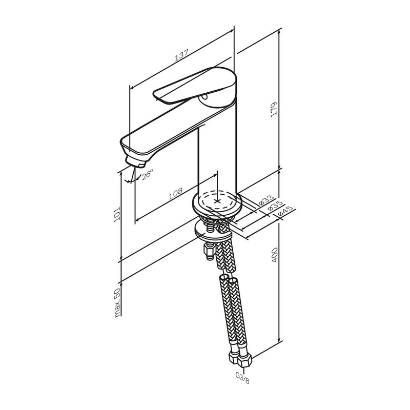 AM.PM Hit FTA02200 Washbasin Tap with Single-Lever Mixer Tap Short