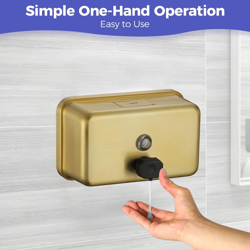 Stardrix Brushed Gold Stainless Steel Horizontal 1100ml/37oz Capacity Commercial-Grade Soap