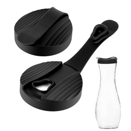 2 Pack Silicone Cruet Lid for good seasons,Black Crute Bottle Lid compatible with good seasons,Replacement Lids For Cruets Salad Dressing Bottle