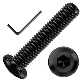 Mywish M8 x 40mm 20Pcs Flat Head Hex Socket Cap Screws Bolts, 304 Stainless Steel Furniture Bolts Full Thread, Black Oxide & Hex Spanner