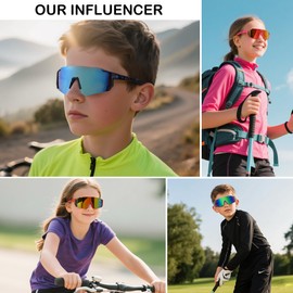 GLARDEFE Kids Baseball Sunglasses - Youth Baseball Sunglasses for Boys Girls - Sports Softball Shades Age 4-10(Orange/Orange Mirror)