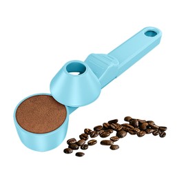 Coffee Scoop & Funnel for Reusable K Cup Refillable Coffee Pods, Coffee Measuring Spoon 2 Tablespoon Capacity, Scoop with Funnel for Ground Coffee, Protein Powder, Tea (Blue, 1 Pack)