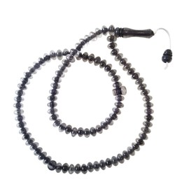 Muslim Dhikr Beads - Medium Size 8x5mm Translucent Black Plastic Islamic Prayer Beads 99-bd Tasbeeh Dhikr Salat 20" Misbaha, Plastic, Plastic