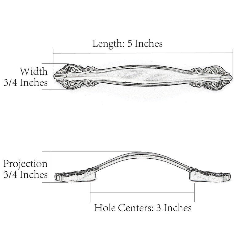 10-Pack Cabinet Hardware Handle Pull - Antique Bronze, 3" (76mm)