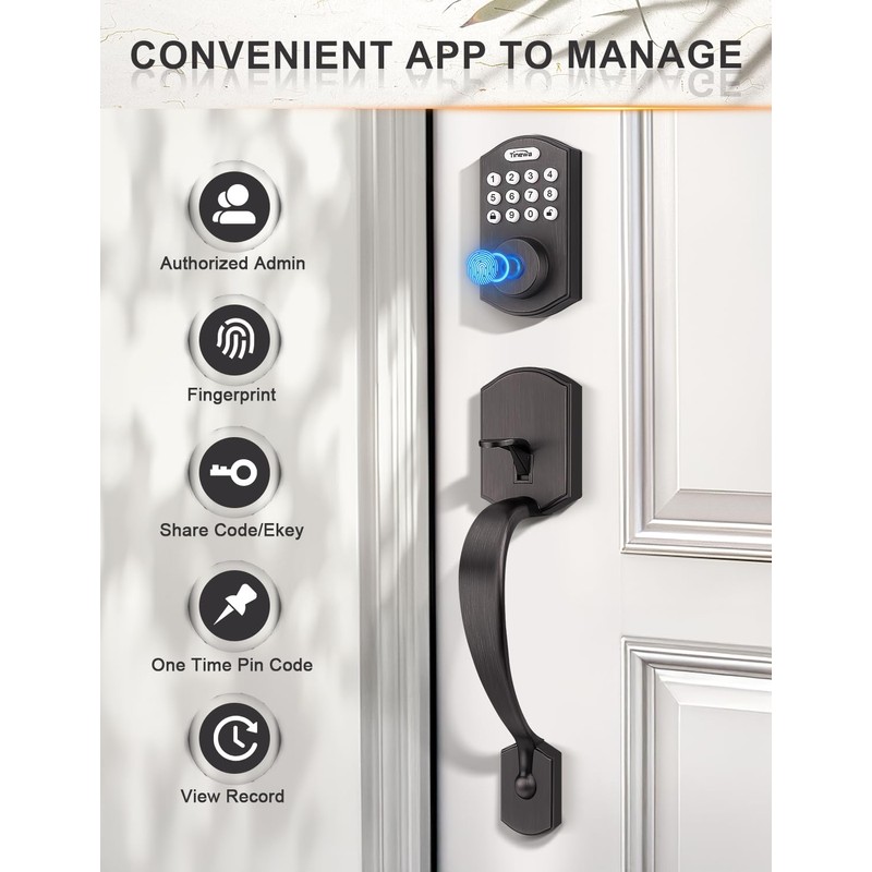 Tinewa Smart Locks for Front Door - Oil Rubbed Bronze