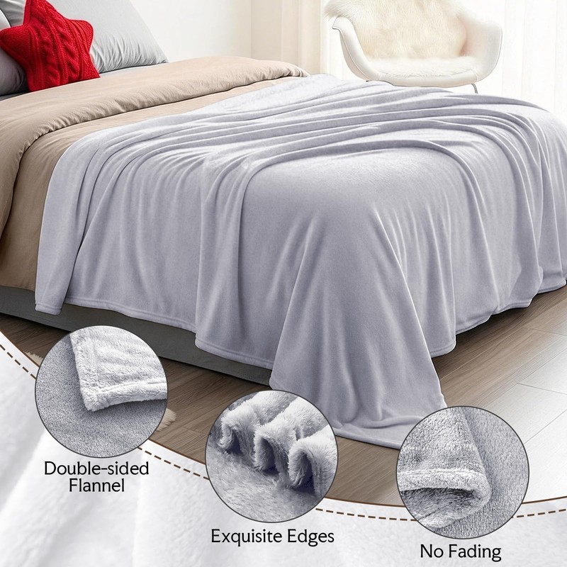 NovaSunrise 3-Pack Fleece Throw Blankets 50x60, 300GSM Soft Flannel Plush