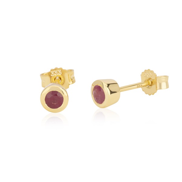 NKlaus Pair of Stud Earrings with Genuine Ruby or Sapphire