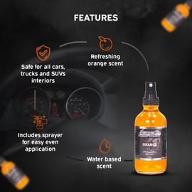 Lane's Premium Car Air Fresheners - Orange Scent Water Based - 4 oz Eliminate Bad Odors of Pet & Food From Car Interior Leather, Carpet, Upholstery Great For Cars, Trucks, SUVs, RVs & More