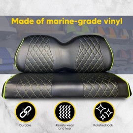 Club CAR Precedent Front Golf Cart Seat Covers Diamond Stitching (Black/Green Stitch)