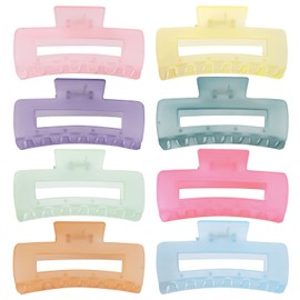 Pinzas grandes para el cabello de 4.1 pulgadas, 8 piezas rectangulares para el cabello grueso, antideslizantes, rectangulares, acrílicas, plátanos, accesorios para el cabello para mujeres y niñas (color mate)