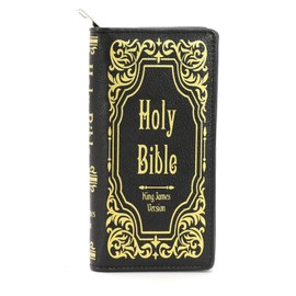 WonderMolly Holy Bible KJV Book Wallet for Women, Black