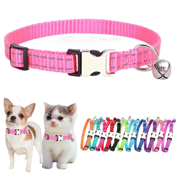 Pink XS Dog Collar with Bell Puppy Collars with Bells