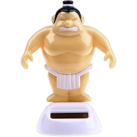 Yellow Sumo Wrestler Solar Power Swinging Car Interior Dashboard Ornament Gift Learning and Education