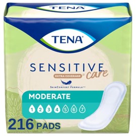 TENA Sensitive Care Incontinence Pads for Women Moderate Absorbency, Bladder Control Pads, 216 Count
