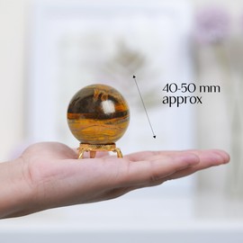 PYOR Tiger Eye Stone, Sphere Crystal, Meditation Figurine, Feng Shui Crystal Ball, Gemstone Ball, Reiki Metaphysical Gifts, Sphere Statue, Fortune Teller Crystal Ball Large