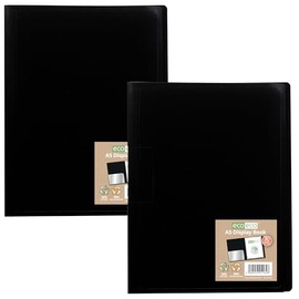 eco-eco A5 100% Recycled 80 Pocket Black Flexible Cover Portfolio Book Folder Display Book, Pack of 2 Folders, eco164x2