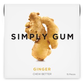 SIMPLY Gum Ginger, Plastic-Free Natural Chewing Gum, Pack of One (15 Pieces Total) | Vegan, Kosher, Non GMO, Aspartame Free and Sorbitol Free