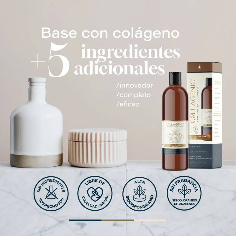 Gel Limpiador Facial 480 ml Colágeno + Vitamina C +