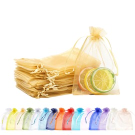 MORAINJAY Pack of 100 gold organza bags, 10 x 15 cm, gift bags, organza bags with drawstring, as a wedding candy bag, jewellery bag, Christmas gifts, birthday party