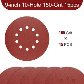 9 Inch 10 Holes Sanding Disc 150 Grit Drywall Sandpaper 15pcs for Popcorn Ceiling Sander Pads