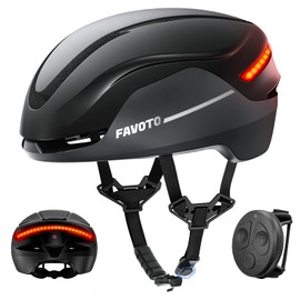 Favoto Smart Bike Helmet with Light – Dual Shell CPSC Certified Ebike Helmet with Turn Signals for Road Cycling City Commuting, Adjustable Fit for Adults Men Women, Black