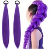2 Paquetes Extensiones Cabello Morado 60cm Preestirado Trenzas Cosplay
