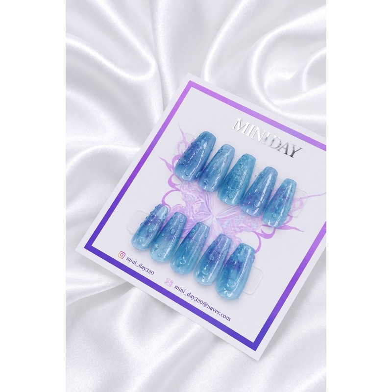 Aqua glass handmade nail tips - ballerina / 아쿠아 글라스