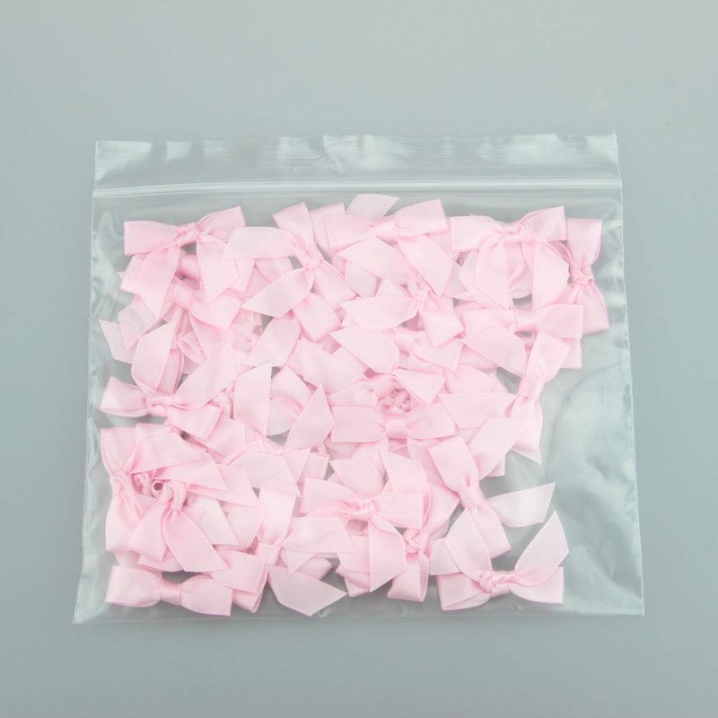 7Rainbows 50pcs Boutique 1.5" Pink Satin Ribbon Mini Bows for