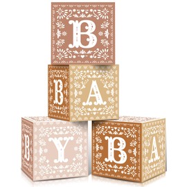 KARAQY 4PCS Cielito Lindo Party Decoration, Mexican Baby Boxes with Letters for Baby Shower Gender Reveal Birthday Fiesta Party Decorations (10 * 10 * 10 Inches)