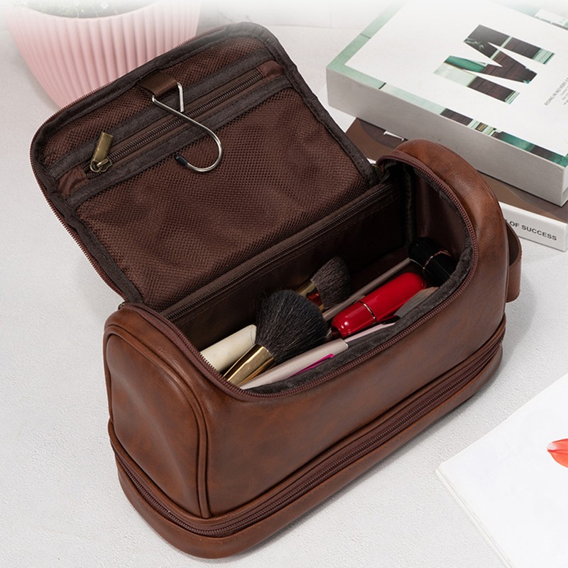 PU Leather Toiletry Bag Large Capacity Travel Organizer Bag with
