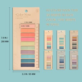 1200 Pcs Sticky Annotation Tabs Morandi Sticky Note Tabs Writable and Translucent Reminder Tabs with Ruler for Marking Page Notes Book Files