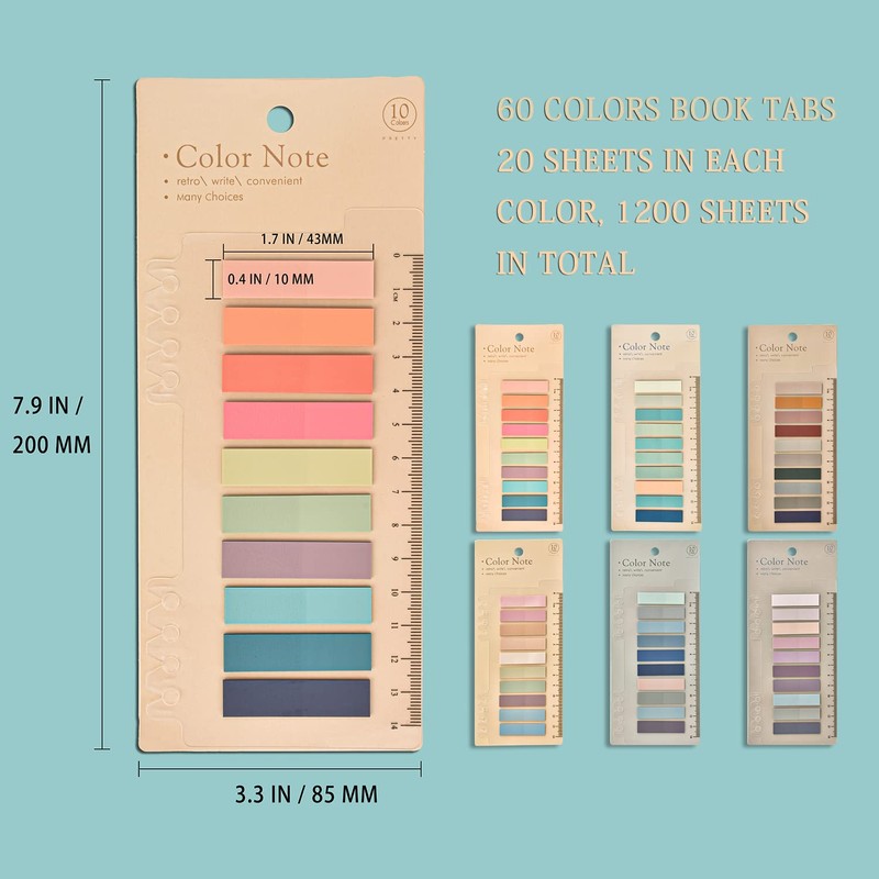 1200 Pcs Sticky Annotation Tabs Morandi Sticky Note Tabs Writable