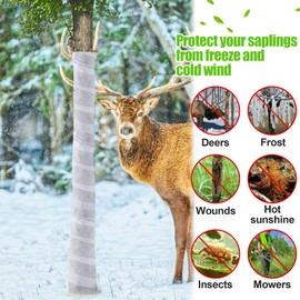 ANPHSIN 100ft Tree Protector Wrap for Winter - Breathable Tree Trunk Guard Cover, Shrub Plants Bark Antifreeze Bandage Packing for Keeping Warm Moisturizing, Away from Deer Animal