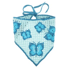 Minkissy Butterfly Pattern Crochet Headscarf Bandana Head Wrap for Women Hair Scarf