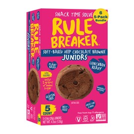 Rule Breaker Soft-Baked Chocolate Brownie Juniors | 6 5-Count Box Bundle | Gluten-Free, Nut-Free, Plant-Based, Top 11 Allergen-Free