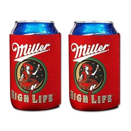 Fiico Miller Hight Life Girl on the Moon 12oz Can Cooler Kaddy Huggie Coolie Set of 2