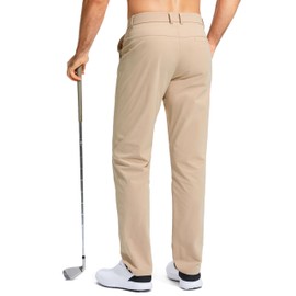 Pudolla Golf Pants for Men Stretch Dress Pants Mens Work Pants 32 Lightweight Quick Dry Casual Slacks Trousers with Pockets(Khaki 32Wx32L)